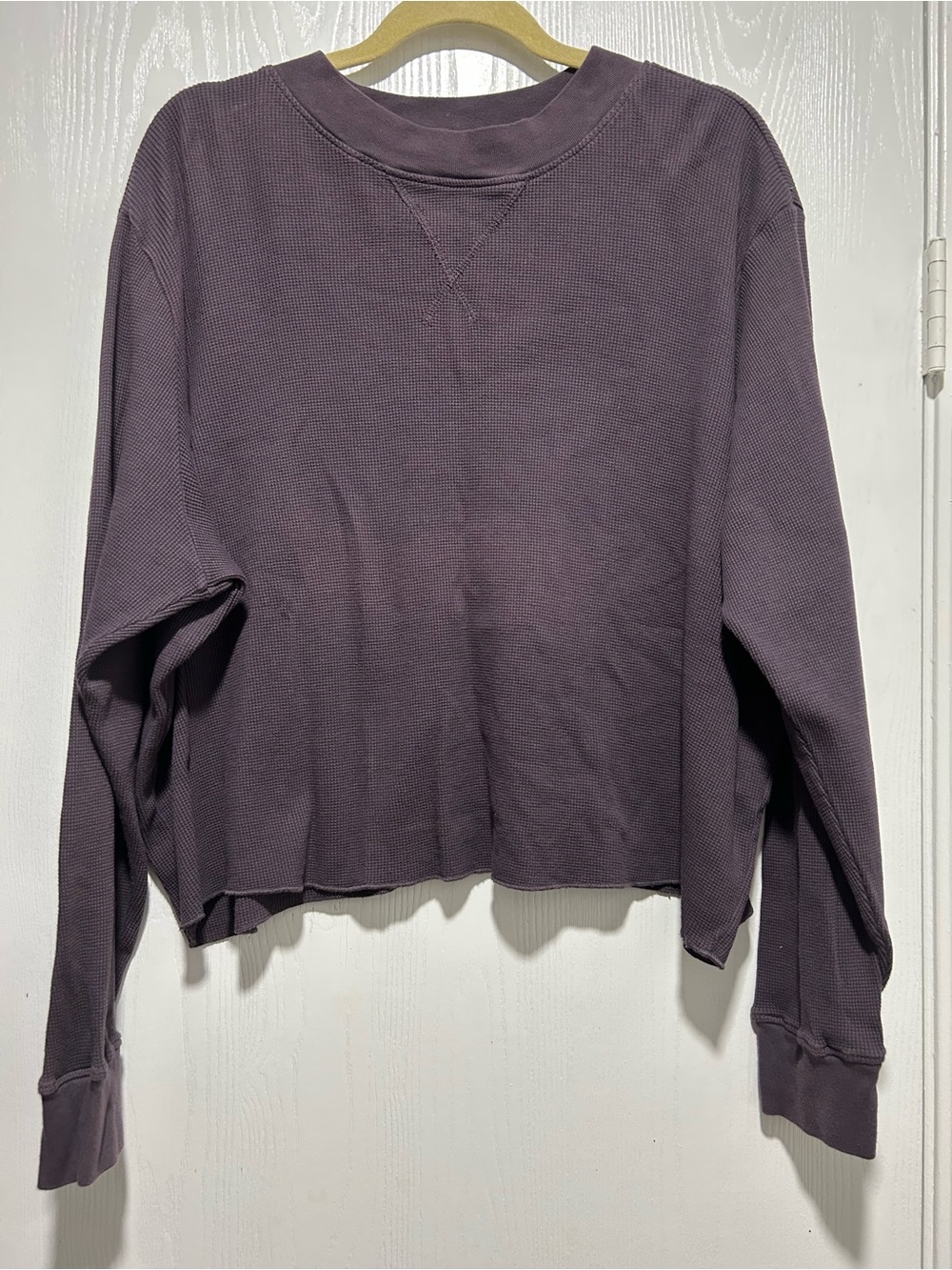 MATE the Label x Parachute Cropped Waffle Organic Cotton Top Mauve Purple Sz 1X